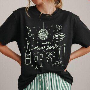 Happy New Year Shirt, Doodle Disco Ball Party Tee